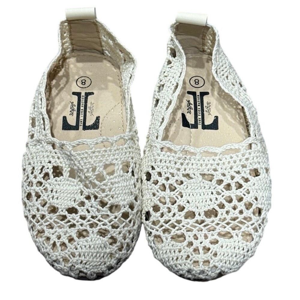 Tiny Toes Nation Crochet Slip On Shoes Toddler Size 8C Cream Boho Lace Flats